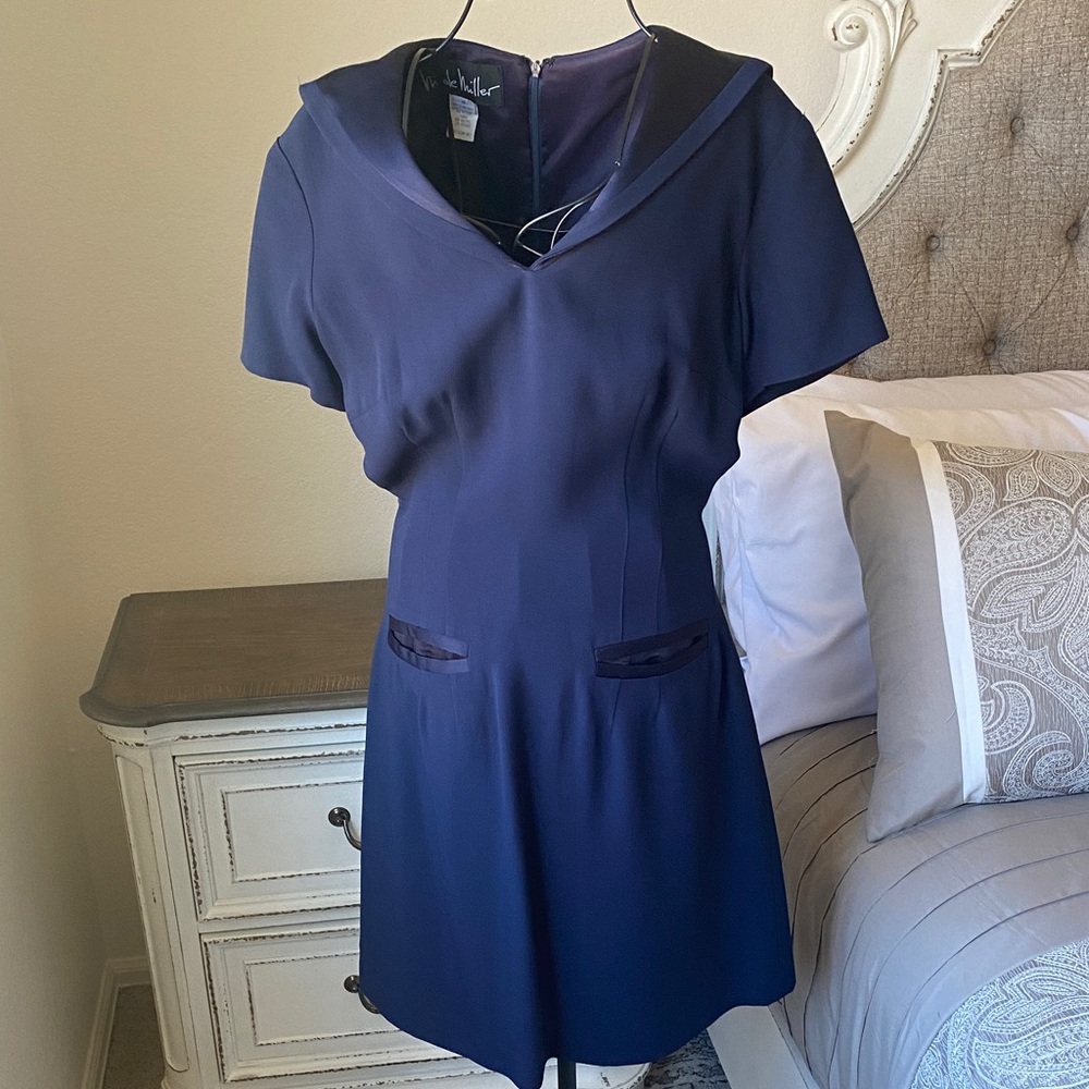Nicole Miller Vintage Looking Navy Dress